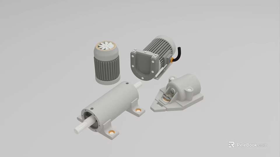 Industrial Mechanical Equipment Collection Featuring Electric Motor Pump Housing And Components 3d model 