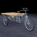 Vintage Style Cargo Tricycle With Wooden Flatbed And Metal Frame