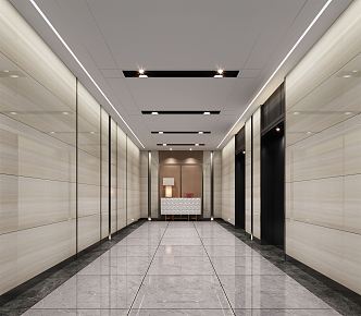 modern elevator hall 3d model