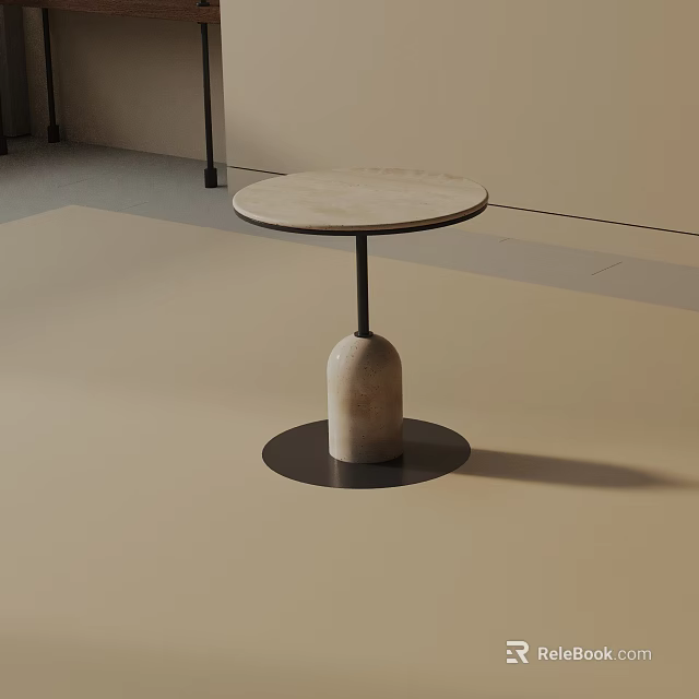 Modern Minimalist Round Side Table With Light Colored Top And Cylindrical Base 3d model 