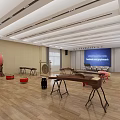 Traditional Chinese Musical Instruments Room With Wooden Floor Modern Ceiling And Blue Screen