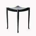 Elegant Modern Black Leather Stool With Slender Legs And Sleek Design