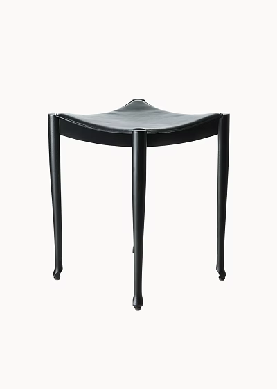 Elegant Modern Black Leather Stool With Slender Legs And Sleek Design 3d model
