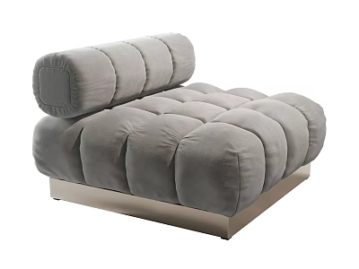 Stylish Modern Single Sofa with Soft Plush Velvet Cushions and Metal Base 3d model