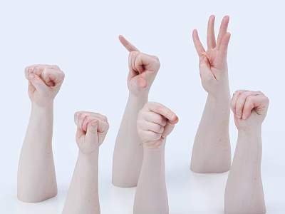 Man Showing Various Hand Gestures With Multiple Arm Models On White Background 3d model Man Showing Various Hand Gestures With Multiple Arm Models On White Background 3d model