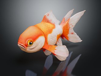 Modern cold water fish goldfish gilt grass gold 3d model