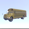 Yellow School Bus Vehicle with Black Windows Headlights and Side Sign