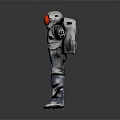 Game Movie Character In White Space Suit With Red Helmet Open Arms Pose