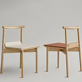 Modern Wooden Dining Chairs With White And Red Seats Simple Frame Design For Home