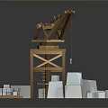 Functional Construction Vehicle Loading White Cubes at Site with Crane Model 3d model