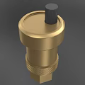 Golden Brass Industrial Component With Black Top Knob And Threaded Base 3d model