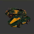 Modern Green And Yellow Tanks With Number 47 In Futuristic Sci Fi Design