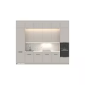 Modern Sideboard Design With Ribbed Front Panels Marble Countertop LED Lighting And Storage Cabinets