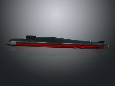Modern Submarine Watercraft With Black And Red Exterior And Streamlined Shape 3d model