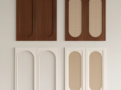 Different Style Wooden Door Panels With Brown White Textured And Grid Patterns 3d model