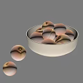 Fresh Ripe Peaches in White Bowl with Two Fallen Beside