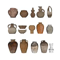 Ceramic Vessels Collection With Handled Jars Round Pots And Textured Terracotta Vases