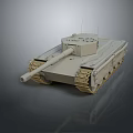 Light Colored Military Tank Model With Detailed Turret Cannon And Tracks On Dark Reflective Background