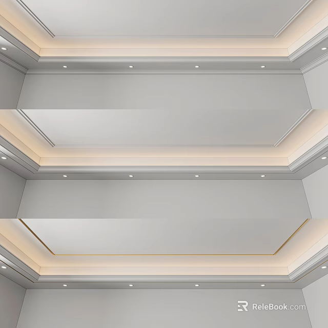 Modern Ceiling Design Featuring Recessed Lighting Decorative Molding And Sleek White Finish Details 3d model 