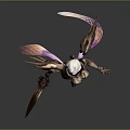 Fantasy Female Character With White Hair Golden Wings Purple Accented Armor And Sword
