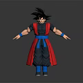Game And Movie Character With Spiky Black Hair Red Robe Blue Sash And Blue Wristbands