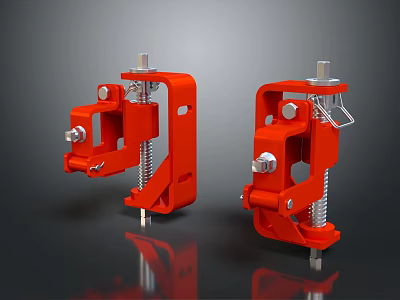 Durable Red Hardware Clamps With Metal Bolts And Spring Mechanism For Industrial Use 3d model