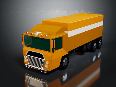 Vibrant Yellow Cargo Truck with White Stripe and Modern Cab Design 3d model