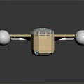 Futuristic Beige Military Vehicle With Twin Large Engines And Blue Stripes