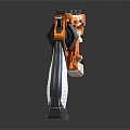 Orange Pistol With White Grip And Striped Design Elements On Gray Background 3d model
