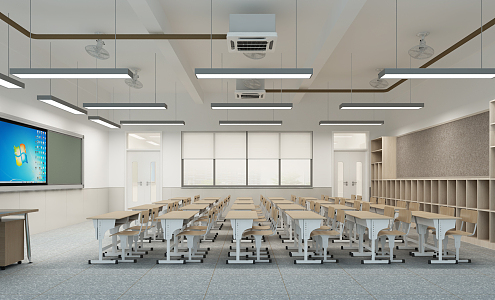 modern classroom 3d model