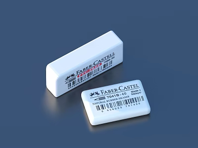 Faber Castell White Erasers With Barcode Labels And Different Sizes 3d model
