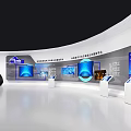 Cloud Business South Data Exhibition Booth With Circular Design And Blue Tech Displays