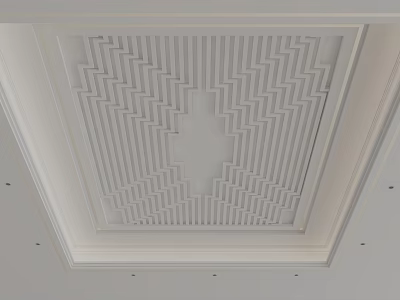Modern Interior Ceiling Design With Geometric Pattern And Decorative Lines 3d model