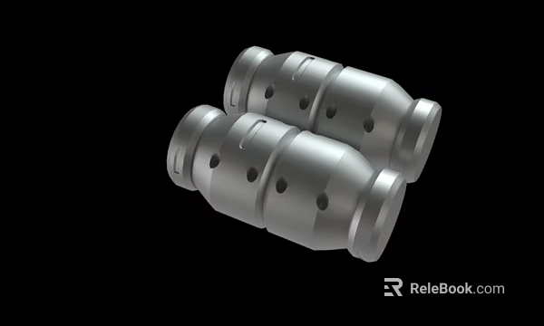 Two Silver Cylindrical Industrial Metal Parts With Multiple Holes And Smooth Surface 3d model 