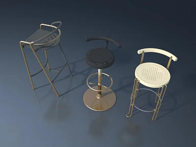 Modern Metal Frame Bar Stools With Different Designs And Colorful Seats 3d model