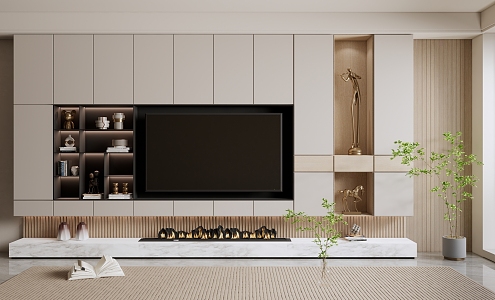 Modern TV background wall TV cabinet 3d model