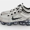 Nike VaporMax White Mesh Shoes With Black Logo And Transparent Air Cushion Sole