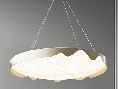 Modern Round Chandelier With White Wavy Edge Shade And Minimalist Design 3d model
