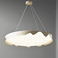 Modern Round Chandelier With White Wavy Edge Shade And Minimalist Design