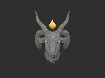 Bachot Goat Demon Head Carving Devil Witch Monster Bust 3d model