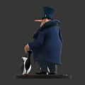 Portly Gentleman In Top Hat And Tailcoat With Penguin Companion Figurine