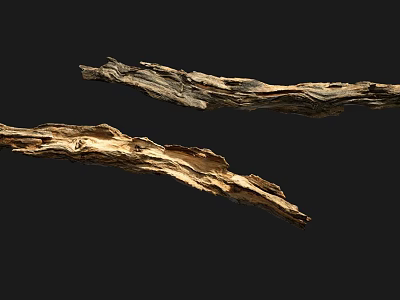 Natural Stone and Wood Decorative Pieces with Textured Surfaces on Black Background 3d model