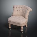 Elegant Beige Tufted Accent Chair With Buttoned Back Seat And Wooden Caster Legs