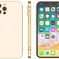 Apple iPhone Golden Smartphone with Triple Rear Cameras and Home Screen Displaying Apps