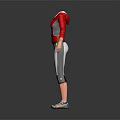 Red Activewear Set With White Accent Jacket And Gray Leggings 3d model