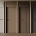 Modern Interior Doors In Different Colors With Wooden Panels And Handles On Wooden Floor