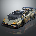 Gunmetal Gold Racing Car With DOCK DOCK22 Livery And Rear Spoiler