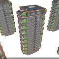 Modern High Rise Residential Building With Green Balconies And Glass Curtain Wall Design
