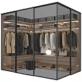 Elegant Modern Closet Interior With Hanging Clothes Shoes Bags And Accessories