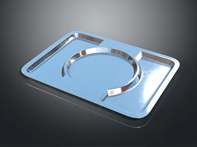 Metal Serving Tray With Rectangular Design Circular Groove And Handles For Home Use 3d model